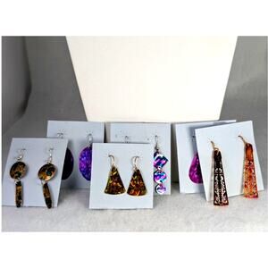 6 prs earrings Magic metals painted aluminum lightweight dangle french wires NWT